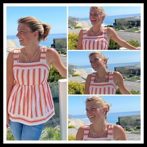 👚Cabi Brunch Halter Top - Red & White stripes with detachable bow ties S - New!